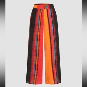 Cider Striped Elastic Waist Wide Leg Trousers